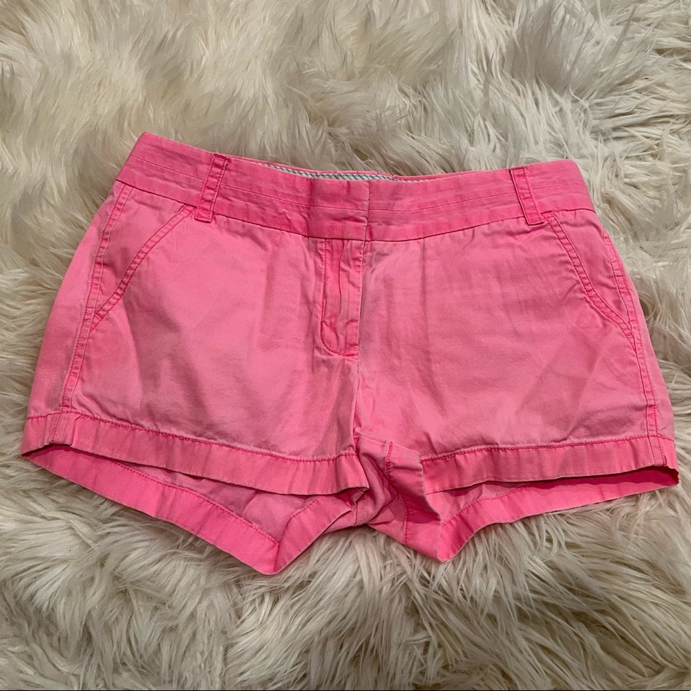 J. Crew Chino Shorts with Zip/Clasp in Bright Pink